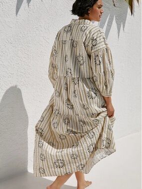 Anthropologie LouLou Avenue Carolina Printed Tiered Shirt Dress Size L EUC